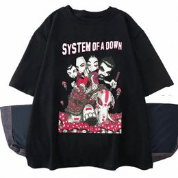 system of A Down T-shirt 100% Cott Tees Men Handsome High Street Clothes Retro Band Tshitrt Stranger Thing Graphic T Shirts U2TV#