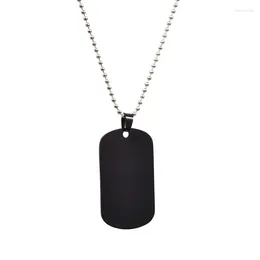 Pendant Necklaces 1Pcs Brightly Dog Tag Badge Name Necklace Military Smooth With Beads Chain Stainless Steel For Women Men N18