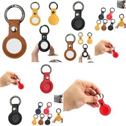 Party Favour Colorf Leather Keychain Anti-Lost Airtag Protector Bag All-Inclusive Locator Individually Packaged Small Gift Drop Deliver Dhrgq