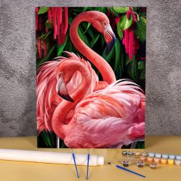 Number Handpainted Oil Painting By Numbers Acrylic Picture for Crafts Paint Kitchen Wall Art Home Decoration Animal Flamingo Pintura