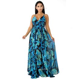 Women Designer For Strapless Sexy V Neck Backless Chiffon Maxi Designer For Womens Dress With Fashion Floral Pattern Soft Lady High Quality Dress s
