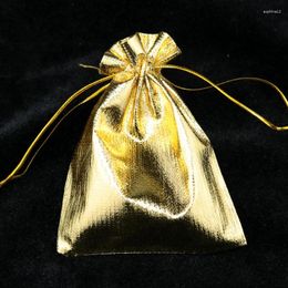 Gift Wrap 500pcs/lot Gold Plated Satin Bags 7 9cm Small Wedding Jewelry Gifts Packaging Favor Candy Bag