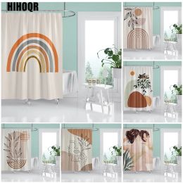 Albums Nordic Wind Abstract Art Boho Shower Curtain Waterproof Polyester Bath Curtain Morandi Color Block Curtains for Bathroom Decor