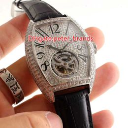 2 pin flywheel luxury latest men's watch all diamond barrel stainless steel silver diamond watch original buckle281q