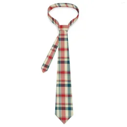 Bow Ties Men's Tie Vintage Plaid Neck Green And Red Check Cool Fashion Collar Graphic Business Quality Necktie Accessories