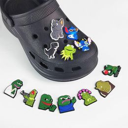 Anime charms wholesale childhood memories sad frogs funny gift cartoon charms shoe accessories pvc decoration buckle soft rubber clog charms fast ship