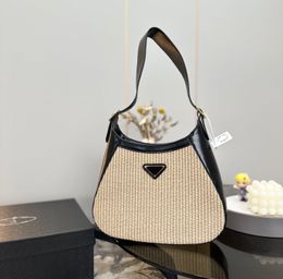 Classic triangle Designer bag Tote Bag straw bag Fashion Mesh Hollow for large Summer Black apricot summer women bag Vacation bag capacity shopping bag