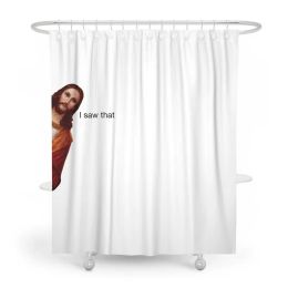 Curtains Gaslight Gatekeep Girlboss Jesus I Saw That Funny Meme Shower Curtain Set with Grommets and Hooks for Bathroom Decor