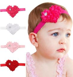 Infant Headbands INS Valentine Love Heart Rhinestone Rose Headband Baby Red Headband Preemie Baby Hair Bows Valentines Day Ribbon 1561490