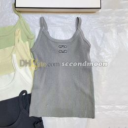 Sexy Sling Tanks Women Luxury Embroidered Vest Summer Breathable Sport Top Gym T Shirts