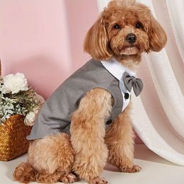 Elegant Small Dog Tuxedo with Stylish Bow Tie - Comfortable Fit, Perfect for Weddings & Special Ocns