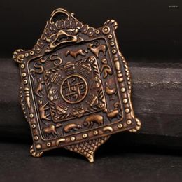 Decorative Figurines Tibetan Pure Copper Frog Mouth Roars Into The Sky Nine Palaces And Eight Trigrams Huataisui Zodiac Amulet Pendant