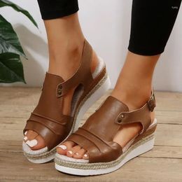 Dress Shoes Minimalist And Fashionable Women's Sandals 2024 Summer Flat Wedge Heel Casual Versatile For Women