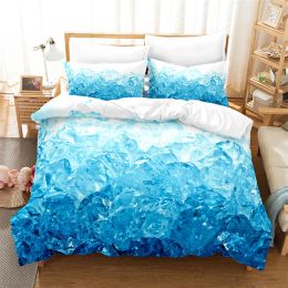 Set Blue Ice Cubes Bedding Bedroom Duvet Cover Set Queen Bedding Set King Size Comforter Set Bed Cover Set Comforter Bedding Sets Sheer Curtains