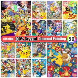 Calligraphy Yimeido 100% Crystal Diamond Painting Anime Picture Full Drill Diy Diamond Mosaic Cartoon Embroidery Rhinestone Home Decor Gifts