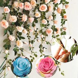 Decorative Flowers 1.8 Metres 10/20 Rose Vine Artificial Decoration Wedding Decorate Simulated In The Room Decor Pink Red Blue