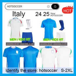 Italy 24 25 Soccer Jersey Maglia ItALia 2024 Euro Cup National Team Football Shirt Men Kids Kit Full Set ItaliAN 125th Years Anniversary Home Away CHIESA hotsoccer