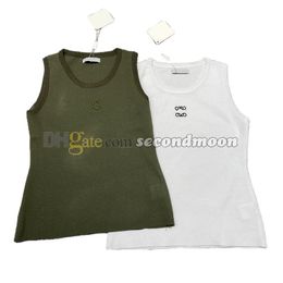 Gym T Shirt Women Sleeveless Sport Top Designer Embroidered Tanks Top Elastic Knitted Vests