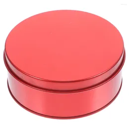 Storage Bottles Round Tinplate Box Cookie Container Chocolate Tea Treat Small Gift