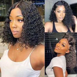 IUNI Short Wig 13x4 HD Jerry Curly Lace Front 150 Density Glueless Human Pre Plucked with Baby Hair Bob Wigs for Black Women 10 Inch