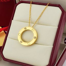 for Women Set Jewellery Chain Pendant Necklaces Single Ring Fashionable Classic Gold Plated Stainless Steel Golden/Sier/Rose Diamond Necklace