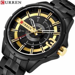 CURREN Watches for Men Military Quartz Watch Unique Design Dial Stainless Steel Band Clock Male Wristwatch Relogio Masculino318F