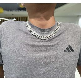Hand Crafted Baguette Cut Chain Vvs Moissanite 16Mm Sterling Sier Ice Out Cuban Link Chains For Men