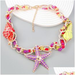 Chokers Choker Jl16861 Women Gold Plated Fashion Starfish Necklace Drop Delivery Jewelry Necklaces Pendants Dhkif