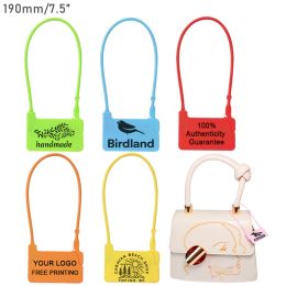 accessories 100 Custom Clothes Hang Label Tag Plastic Disposable Security Garment Clothing Shoe Bag Logo Brand Printed Gift Tags 190mm/7.5"