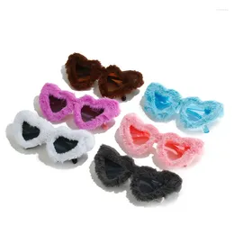 Sunglasses 2024 Plush Women Personality Love Gradient Powder Glasses Funny Heart-Shaped Eyewear Men