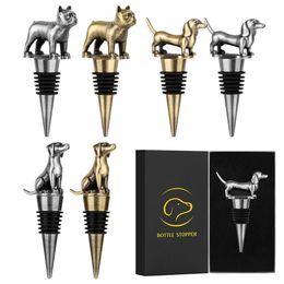 Pet Dog Decor Wine Bottle Stoppers Zinc Alloy Metal Plug Unique Gifts Bar Tool Party Gift with Box 240315