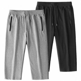 summer Cropped Pants Mens Loose Plus Size Sweatpants Men Knitted Cott Grey Sport Pants Thin Casual Trousers Boys 4xl 5xl 6xl b3VU#