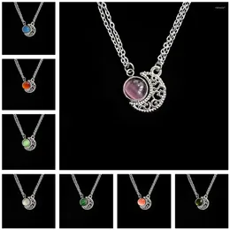 Pendant Necklaces 2024 Sun Moon Gem Dangle Necklace For Women Gothic Hollow Pendent Fashion Jewellery Couple Party