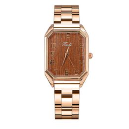 Square Rose Gold Steel Band Korean Style Women's Watch