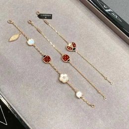 Brand VAN High Version Plum Blossom Necklace Female White Fritillaria Plated Rose Gold Seven Star Ladybug Bracelet Ring Colour Protection V N2N9