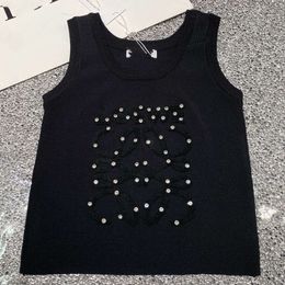 24 Year Spring/Summer New Small Form Design Three Dimensional Towel Flocking Embroidered Hot Diamond Sleeveless Knitted Tank Top7