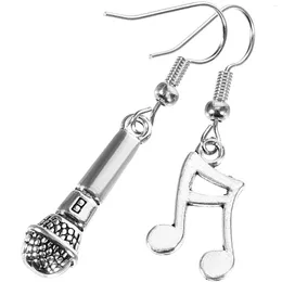 Dangle Earrings Gift For Music Lovers Microphone Note Pendant Women Drop Asymmetrical Decorative