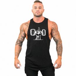 summer Loose Gym Tank Top Men Cott Bodybuilding Fitn Sleevel T Shirt Workout Clothing Mens Stringer Muscle Vest a776#