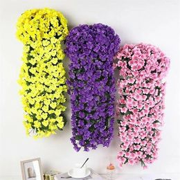 Decorative Flowers Home Decoration Artificial Plant Wall Hanging Violet Vine For Garden Pendant Wedding Party Gift DIY Wreath Flower String