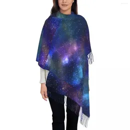 Scarves Galaxy Sky Print Scarf Women Crescent Moon Space Headwear With Tassel Winter Y2k Cool Shawl Wrap Soft Printed Bufanda