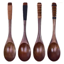 Spoons Kitchen Rice Spoon Wooden Kids Eating With Long Handles Cooking Dinnerware Sets Tableware Accessories Tool