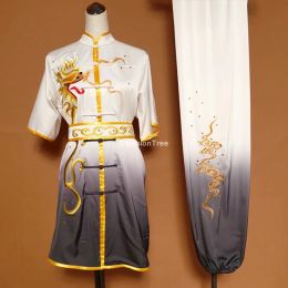 Capris 2021 traditional clothing set man woman tai chi satin silk kung fu uniform wushu top pants training performance costumes
