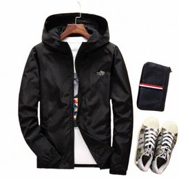 four Seass Men's Hooded Bomber Jacket Hip Hop Plus Size Windbreaker Sportswear Zipper Embroidered Jacket Coat Outwear S-7XL r4Wj#