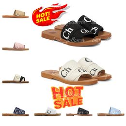 Free shipping designer for women woody slides designer canvas rubber slippers white black soft pink sail womens mules flat sandals fashion outdoor beach shoes