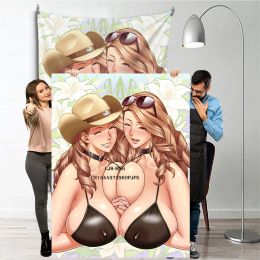 Stickers Fashion Hentai Manga Anime Waifu Japanese Sexy Girl Tapestry R18 Comic Wall Hanging Twin Milf Poster Wave Tapestries for Bedroom