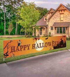 Party Decoration Outdoor Halloween Banner Pull Flag Decorations Celebrate Hanging Decor Porch Background Supplies Signs Foldable3264550