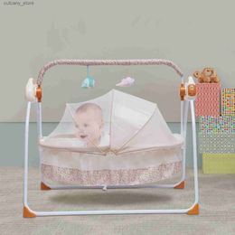 Baby Cribs Automatic Rocking Chair Ectric Baby Swing Bed Crib Music Adjustab+ Mat Crad Rote control L240320