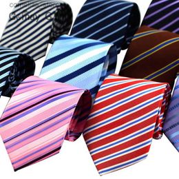 Neck Ties Neck Ties Fashion Jacquard Striped Ties for Men ic Neckties for Wedding Business Luxury Red Black Pink Tie Gravatas Polyester Necktie Y240325