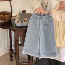 Trousers Girls' Jeans 2024 Summer Product Skirts Ragged Edges Straight Sleeves Simple And Fashionable