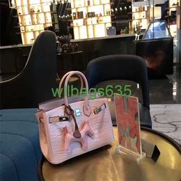 Bk Crocodile Bags Trusted Luxury Handbag Pink Alligator Pattern Leather Platinum Bag Womens Handbag Leather Single Shoulder Messenger Bag W have logo HBDK